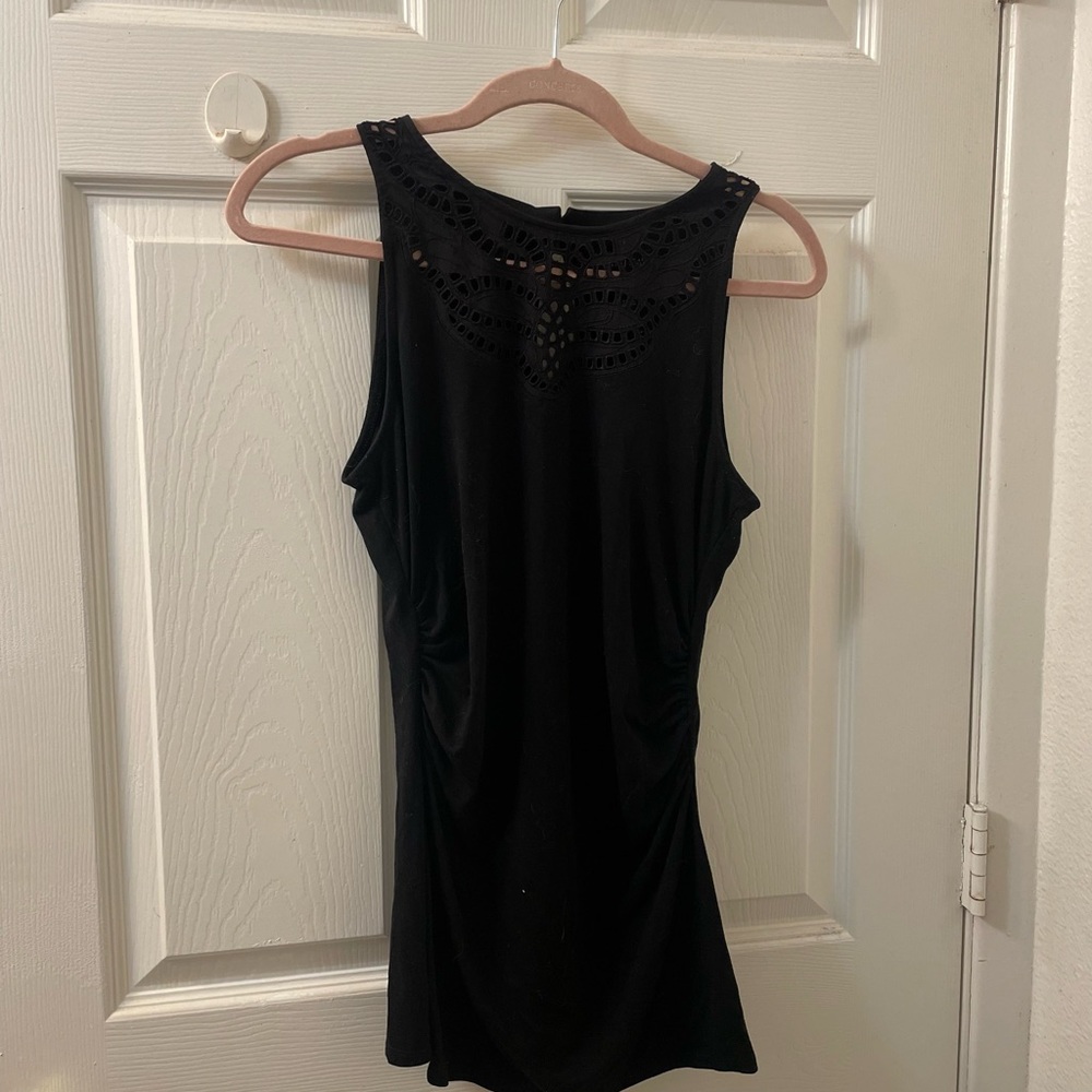 White House Black Market Fitted Black Sleeveless Tank Top